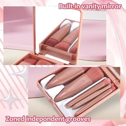 5 In 1 Makeup Brush Set With Mirror Case